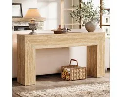 Tribesigns Consoletafel - Sidetable - Hout - Beige - Sofa Tafe - 160 x 30 x 80 cm - Console Tafel voor Hal, Woonkamer, Entree