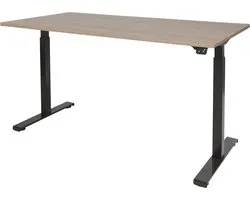 RoomForTheNew Bureau Heathrow Basic-Bureau - Bureau assis-debout - Bureau assis-debout électrique - Bureau de Gaming - Bureau de jeu - Bureau ajustable - Bureau debout--Havana top- Base noire- Zwart