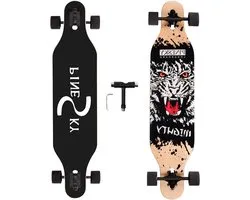 Longboard Skateboard - Cruiser Board - Comfortabel Rijden - 8 Laags Maple Deck - 41 Inch - Tijgerprint