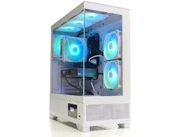Intel Power 6-Core Game PC avec affichage de température - i5 12400 - RTX 3050 6GB - 1TB M.2 - 16GB RAM - WIFI - Boîtier Gamdias Atlas M1 White Aquarium
