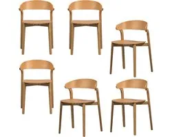 WOOOD Cras Eetkamerstoelen - Essenhout - Naturel - Set van 6