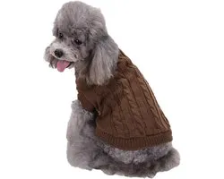 Pull pour petit chien, accessoires pour chien, pull tricoté, vêtements d'hiver chauds pour chiots, pull classique pour chien, marron (XXS)