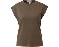 Q/S designed by - Dames t-shirt - Maat S - Vrouwen - Bruin - katoen