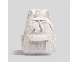 Rugzak – Stijlvolle en praktische lichtgewicht rugtas – Met twee ritsvakken en verstelbare schouderband – Modieus design voor meisjes, kinderen en volwassenen – Wit