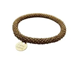 Bracelet Luna-Leena durable avec perles roulantes - or - perles de verre - one size 14+ (7ø cm) - handgemaakt au Népal - bracelets - beaded bracelet roll - accessoire - fête - gift - cadeau - cadeau de Noël - bijou