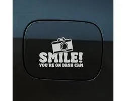 Bumpersticker - Smile Youre On Dash Cam - 10x15 Bumpersticker - Licht Grijs