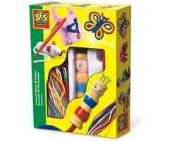 SES Creative - Punniken - set met punnikpopje, pen en draden in verschillende kleuren