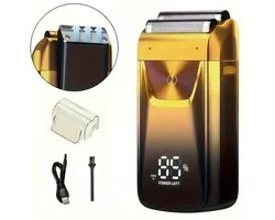 Solimpia Digitale 2in1 Scheerapparaat - Body Shaver + Precisie/Baardtrimmer - Usb-Oplaadbare 2in1 Trimmer - Digitale Batterij Indicator - Perfecte Reiseditie - Ultieme Lichaamshaar Verzorging voor Dames en Heren - Kleur: Goud