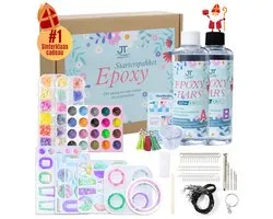 JT Products Epoxy Starterspakket - Zelf Sieraden Maken - Giethars - Epoxy Starterskit - Sieraden, Ketting, Oorbellen, Armband, Ring, Sleutelhanger - Epoxy Resin - Epoxy Hars - Sieraden Maken Set - Sinterklaas Cadeau