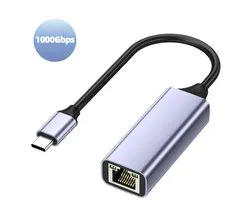 USB-C naar Ethernet Adapter - Gigabit RJ45 1000 Mbps - Aluminium Netwerkadapter met LED - LAN Internet Adapter voor Laptop, PC en Spelconsole