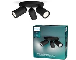 Philips Pongee opbouwspot - 3-lichts - zwart