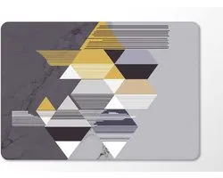 Laptophoes - Geschikt voor MacBook Pro 13 inch Hoes Case - A1706, A1708 (2017) - Print Blokjes Goud Grijs