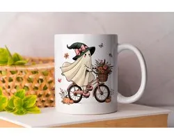 Mug Fantôme faisant du vélo - Halloween - Spooky - HappyHalloween - Effrayant - Spooky - Happy Halloween - Maison hantée - Boo
