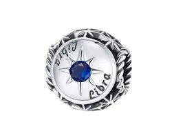 Charm signe du zodiaque Balance avec pierre de zircone bleu foncé | perle de la Balance du zodiaque | Zilverana | convient pour Biagi, Pandora, bracelet Trollbeads | argent 925