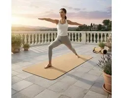 Yogamat -Kurk Yogamat Eenkleurig – Antislip –Milieuvriendelijk met TPE-Onderlaag –183×61,5×0,5 cm –Voor Yoga, Pilates, Spirituele Momenten, Ontspanning en Fitness–Inclusief Gratis Draagriem–Lichtgewicht, Duurzaam en met Gerecyclede Verpakking