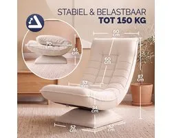 Casaria Fauteuil Relax avec Dossier Réglable – Velours Crème