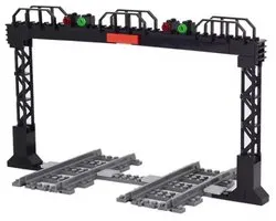 bricksNblocks® bouwblokjes dubbelspoor seinpost voor standaard blokjes treinbaan | dubbelspoor rails seinpost | standaard blokjes compatible met grote merken bouwblokjes treinspoor