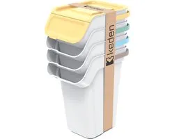 Prosperplast Keden - prullenbakken set van 4x25l - Kaddi Q - as wit