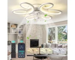 Rosnek Plafondventilator met Verlichting - Modern Bloem Design 65cm - Plafondlamp met Ventilator Dimbaar - Tuya Smart App - Woonkamer/Slaapkamer