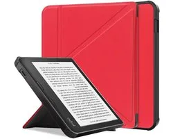 Lunso - Housse de protection origami - Compatible avec Kobo Libra 2 (7 pouces) - Rouge
