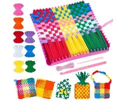 Breimolen - Breimachine Speelgoedset - Knitting Machine - Weefgetouwset Speelgoed Knutselpakket - Knutselen - Inclusief Opbergdoos, Plastic Weefgetouw, Naalden, Haaknaalden, Garen - Maak Armbanden, Warmte-Isolerende Matten, Haarbanden en Handtassen
