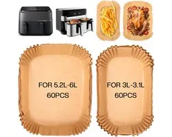 120 stuks bakpapier voor heteluchtfriteuse Philips 3000 - 5000 Serie 6L - 3L - Airfryer bakpapier compatibel met Tefal Easy Fry 5 - 2 - 3 - 1L - accessoires voor Philips NA352 - 00 NA550 - 00