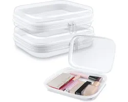 3 Pcs Clear Hard Storage Bag，Travel Toiletry Bags Double Zippers Clear Plastic Box Cosmetic Bag Toiletries Organizer for Makeup Tools Cosmetic Storage, Transparant，20*12*5cm