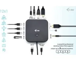 i-Tec - USB-C HDMI Dual DisplayPort Docking Station – 100W Power Delivery – 3x 4K Monitorondersteuning – USB4 & Thunderbolt Compatibel – 6x USB – Ethernet – Audio – VESA Mount – Inclusief Oplader