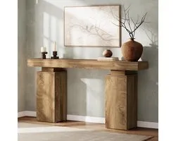 Tribesigns 160 cm Long Console Table, Farmhouse Entrance Table Behind Couch, Wooden Foyer Table, Entrance Station, Modern Hallway Table Accent Furniture for Living Room Decor, Entrance (‎Natural)