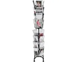 VEVOR Greeting Cards Display Rack, 32 Pockets Rotating Postcard Brochure Display Stand, 360° Spinning Card Display Rack met Sign Holder & 4 Wheels (2 Lockable) voor Exhibitions Office Trade Show