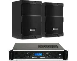 Ensemble d'enceintes passives Power Dynamics PDY210 avec amplificateur - Idéal pour la restauration - 10 pouces - 800 W