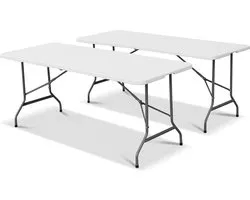 Table de fête pliable Alice's Garden - Set de 2 - 180x70cm - plastique - blanc