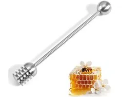 Cuillère à miel - Distributeur de miel en acier inoxydable - 2 X 16 cm - Acier inoxydable - Durable et hygiénique - - Idéal pour le miel - Distributeur de sirop - Sirops - Sauces - Résistant au lave-vaisselle - Argent