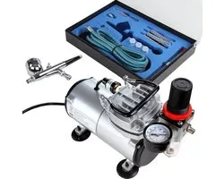 Timbertech airbrush set met compressor en double action airbrush ABPST05