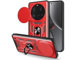 Coque Xiaomi 15 Ultra - Coque MobyDefend Armor avec Ring rotatif - Rouge - Coque pour téléphone portable - Coque compatible avec : Xiaomi 15 Ultra