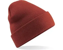 Beechfield Beanie Wintermuts - 100% soft Acryl - bruine - Super soft - Brede omslag band - dames/ heren
