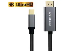 Luxegoed - USB C naar HDMI - USB C naar HDMI adaptor - USB C naar HDMI Kabel- 4k Ultra HD - 60 Hz - 1.8 Meter - Aluminium Space Grey
