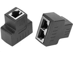 2 Stuks Ethernet-kabeladapter 1 in 2 Out RJ45 Vrouwelijke Interface LAN-connector Kabelverlenger Splitter voor Internetdraad