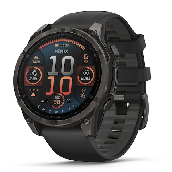 Garmin Fenix 8 Sapphire Carbon Grey DLC Titanium Watch AMOLED 47mm - Pebble Grey