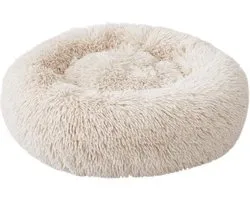 Huisdierentuin.nl Lit pour chien en peluche confortable en forme de beignet - Couleur beige - Taille S (50 cm) - Idéal pour la Détente et la sécurité des Chiens et des Chats - Design durable et antidérapante - Lavable