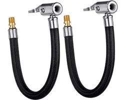 2pcs Inflator Pump Hose Adapter met Locking Pneumatic Tire Chuck - Braided Flexible Tire Portable Valve Clip voor Motorfiets - Auto - Fiets - Luchtgereedschap