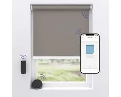 Motionblinds Store Enrouleur Électrique Occultant - 120 x 190 cm - Commande par Application - Store Enrouleur Intelligent - Store Enrouleur Automatique - Matériel de Montage Inclus - Gris - 1 Pièce