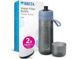 BRITA Waterfilterfles Active 0.6L Donkerblauw inclusief 2 MicroDisc Single Unit