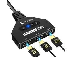 Siltcon® HDMI Switch – Plug & Play – Dolby / 3D - Incl. HDMI Kabel - hdmi splitter - 4K@60hz - 3 In 1 Uit - Premium - Universeel