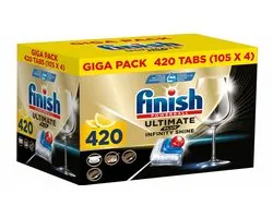 Finish Ultimate Plus Infinity Shine Citroen Vaatwastabletten - 4 x 105 = 420 capsules - Voordeelverpakking - Jaarvoorraad
