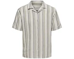 ONLY & SONS ONSTREV LIFE REG STRIPE SS SHIRT NOOS Heren Overhemd - Seagrass Multi Stripe