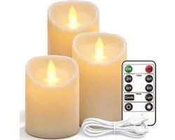 3 LED Kaarsen rechargeables avec télécommande