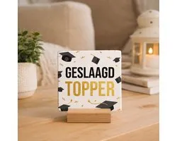 Geslaagd topper - Keramische decoratie tegel met tekst - Geslaagd
