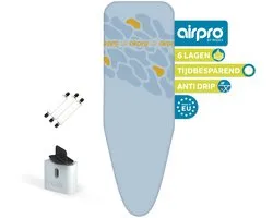 Housse de table à repasser AIRPRO By Widex 6 couches - Repassage 50% plus rapide - Geen d'eau sous votre table à repasser - Taille L pour une largeur de 37 à 45 cm et une longueur de 119 à 124 cm - Tendeurs gratuits inclus