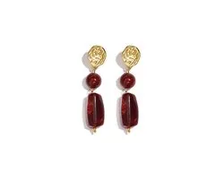 Bijoutheek Oorknoppen Retro Kralen Statement Bordeaux